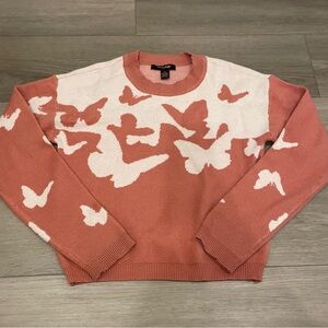Love By Design Butterfly Sweater - Pink and Off White